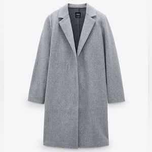 Zara Coat with Lapel Collar and Felt Texture